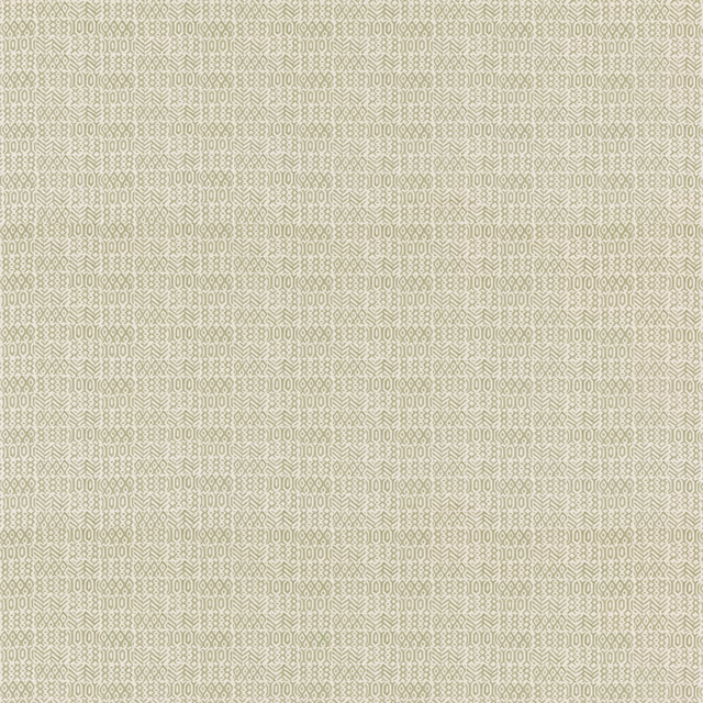 Pale sage cotton with a fine ivory geometric weave in close repeat