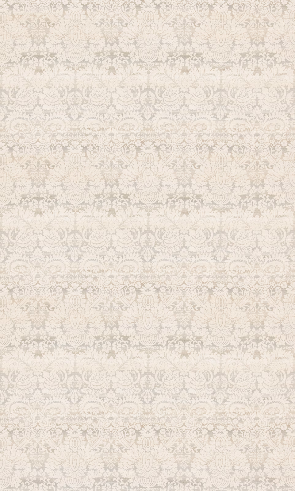 Pale ivory and cool grey-beige damask with softly textured ornamental bands