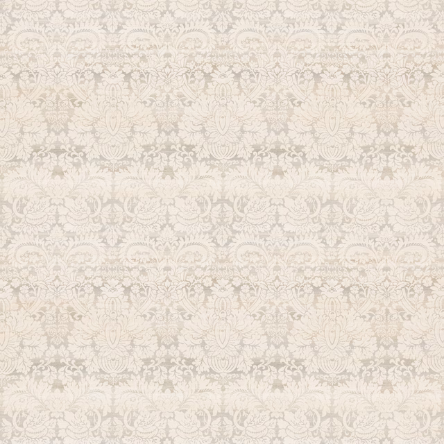Pale ivory and cool grey-beige damask with softly textured ornamental bands