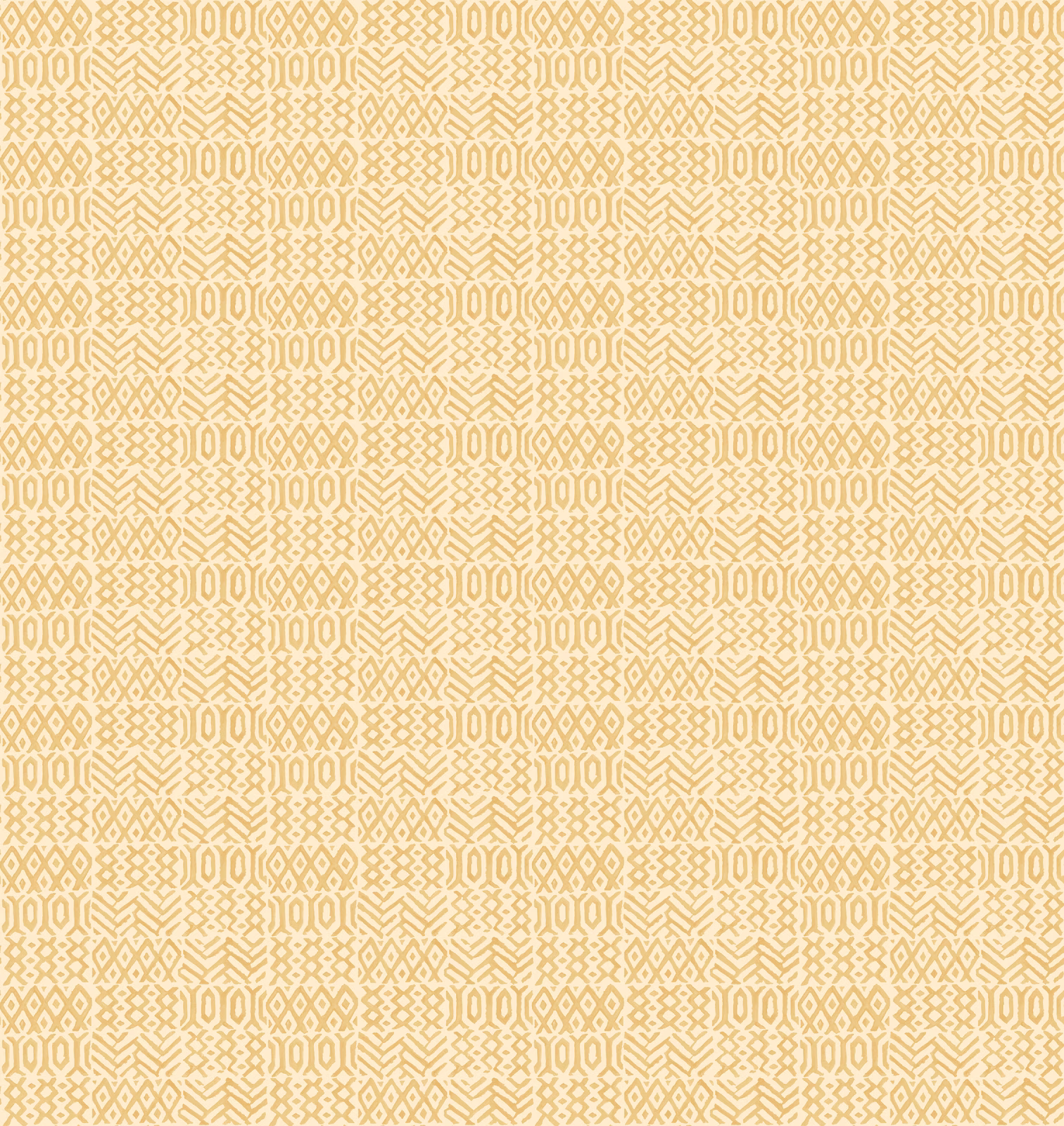 Pale ochre geometric diamond lattice on a warm ivory wallpaper ground