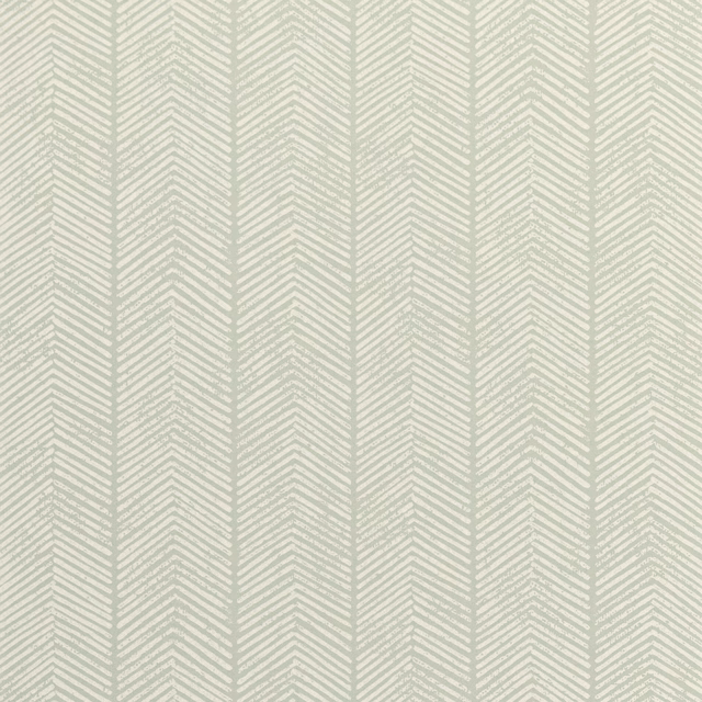 Pale aqua wallpaper with fine tonal herringbone columns and woven texture