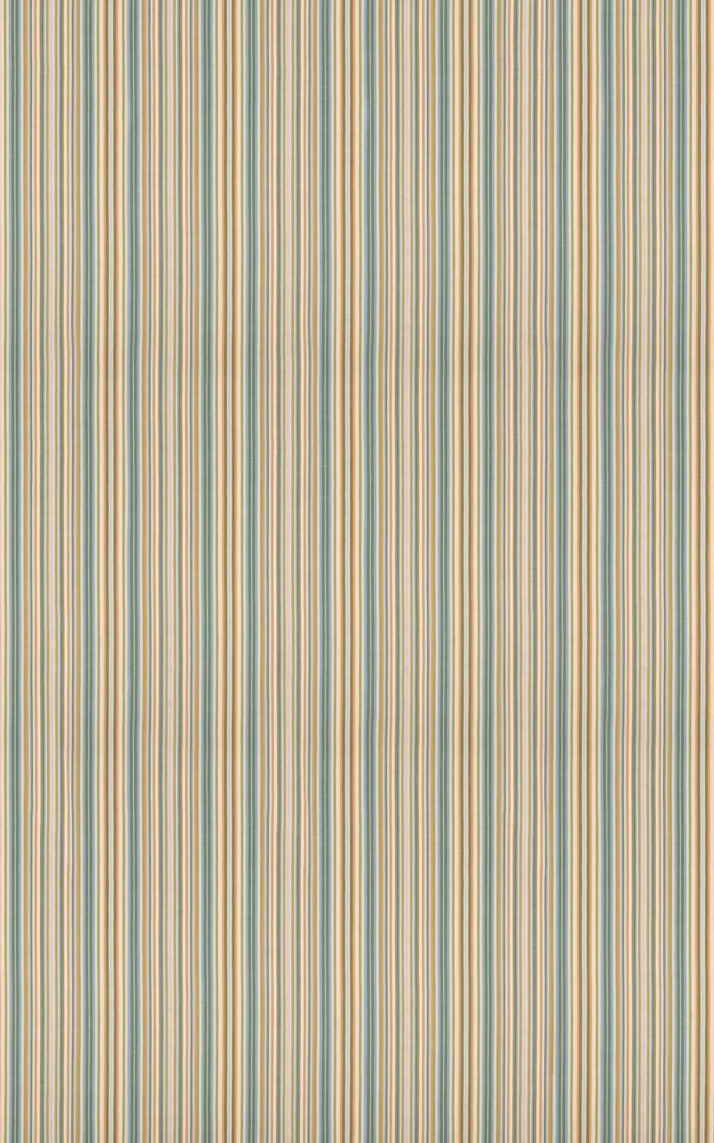 Fine blue-green, cream and beige vertical stripes with a softly textured cotton weave