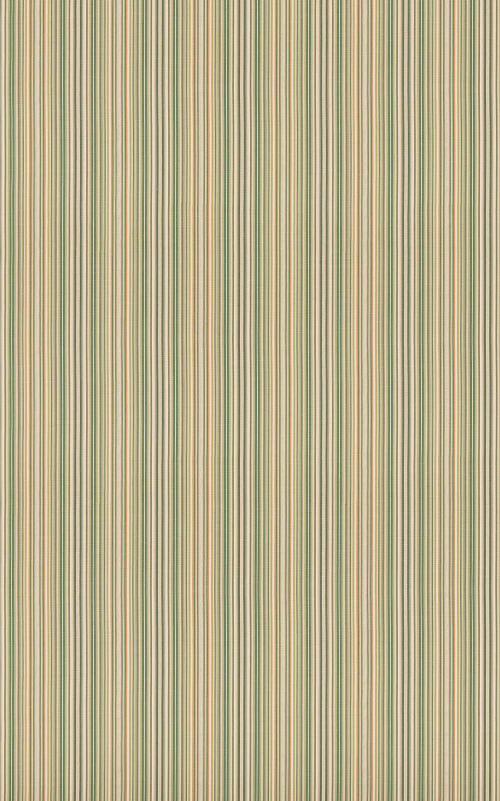 Muted sage and cream vertical stripes with a softly textured cotton weave