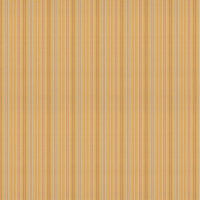 Warm sand beige cotton fabric with fine cream and muted gold vertical stripes