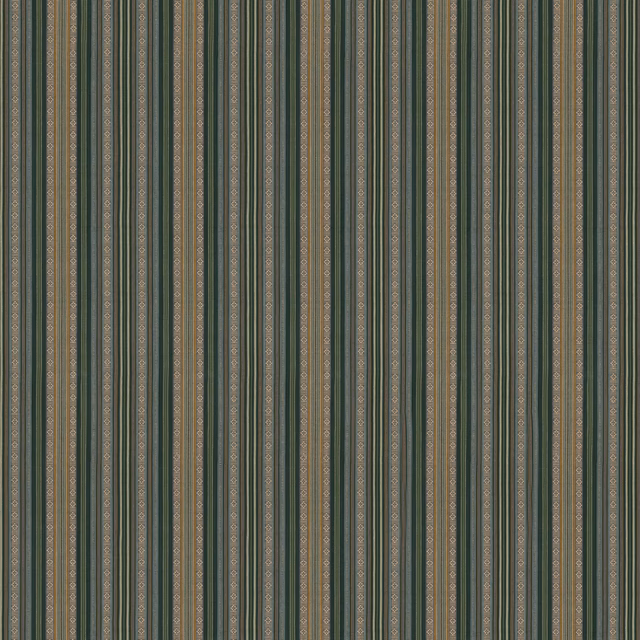 Deep emerald, olive and charcoal vertical stripes on a softly textured woven cotton