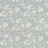 Ivory trailing florals on a softly muted blue-grey Winslow fabric ground