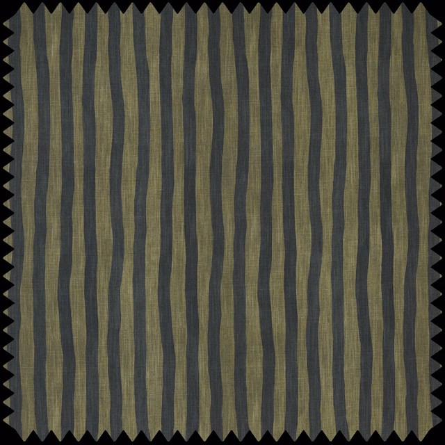 Irregular vertical stripes in deep olive, khaki and charcoal with a fine woven texture