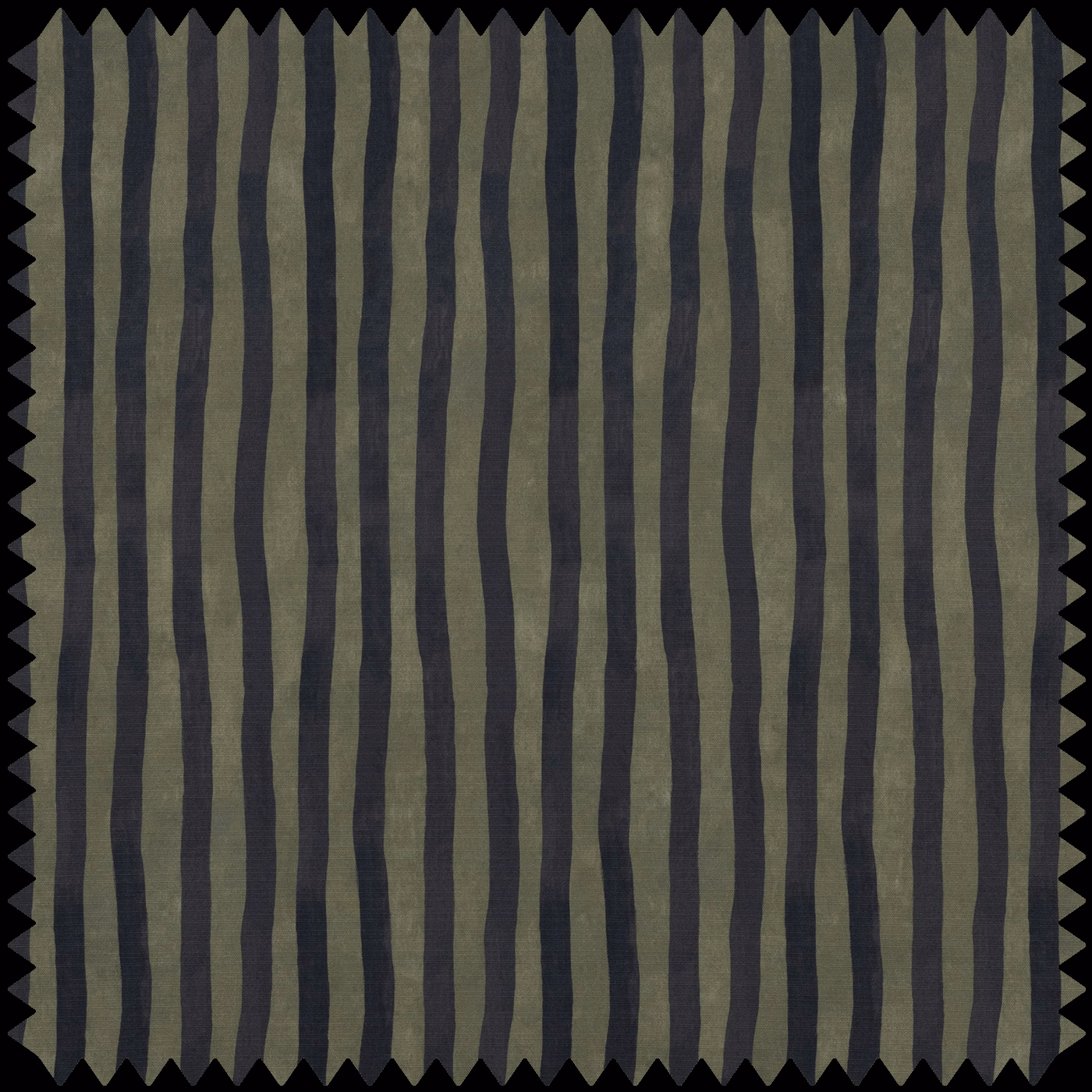 Muted olive and charcoal irregular vertical stripes on a subtly textured woven ground