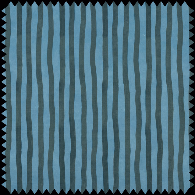 Irregular spruce and sky-blue vertical stripes with a softly textured surface