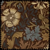 Dark bark-brown velvet with large cream flowers and blue-grey botanical foliage