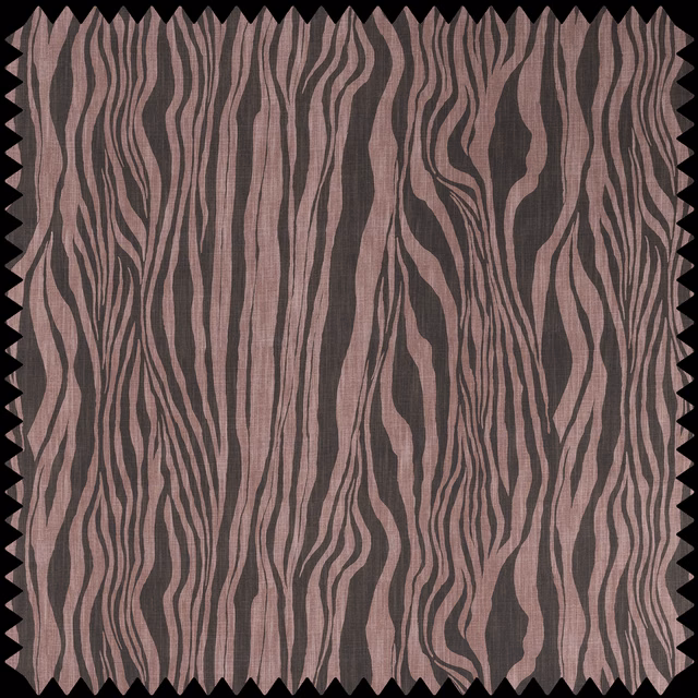 Cosmos fabric swatch with dusty mauve and charcoal vertical organic stripes