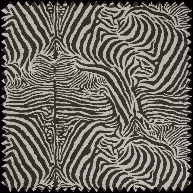 Dark cocoa and warm taupe textured weave with swirling zebra-like stripes