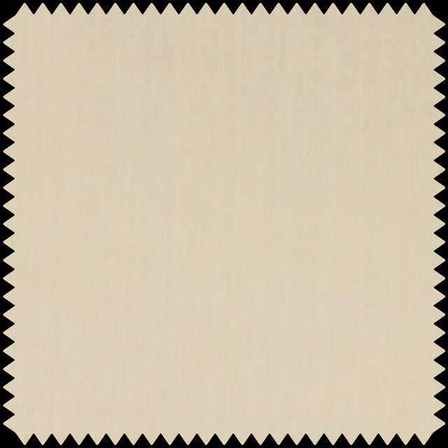 Warm ecru plain weave swatch with fine vertical striations and pinked edges