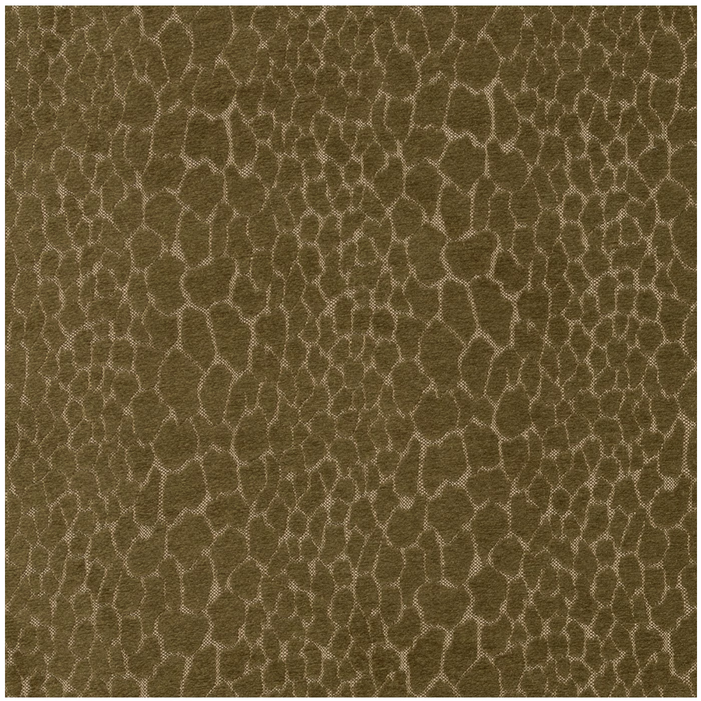 Muted olive-brown jacquard with fine taupe-gold irregular network lines and tactile weave