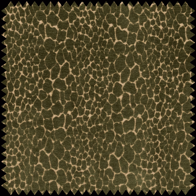 Deep olive jacquard swatch with irregular khaki cracked-cell pattern and textured woven surface