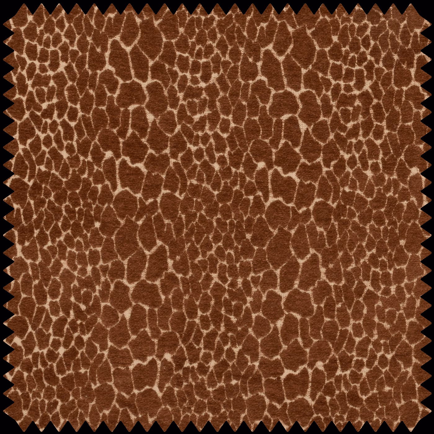 Warm tobacco jacquard with cream irregular cellular motif and visibly textured weave