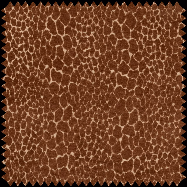 Warm tobacco jacquard with cream irregular cellular motif and visibly textured weave