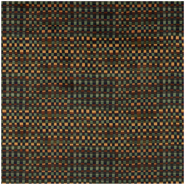 Dark bark-brown velvet with tiny olive, rust and muted gold woven checks