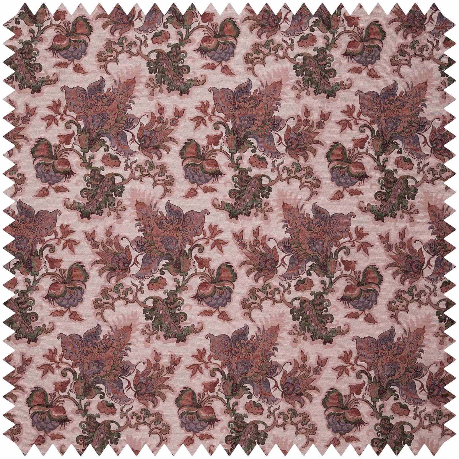Dusty blush jacquard with plum, rust and olive scrolling botanical motifs