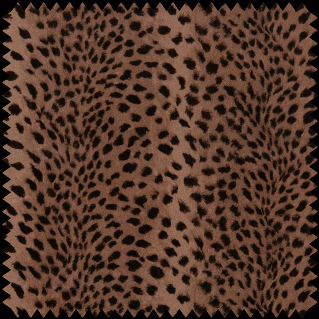 Cocoa-brown velvet with dense black animal-print markings and a soft directional sheen