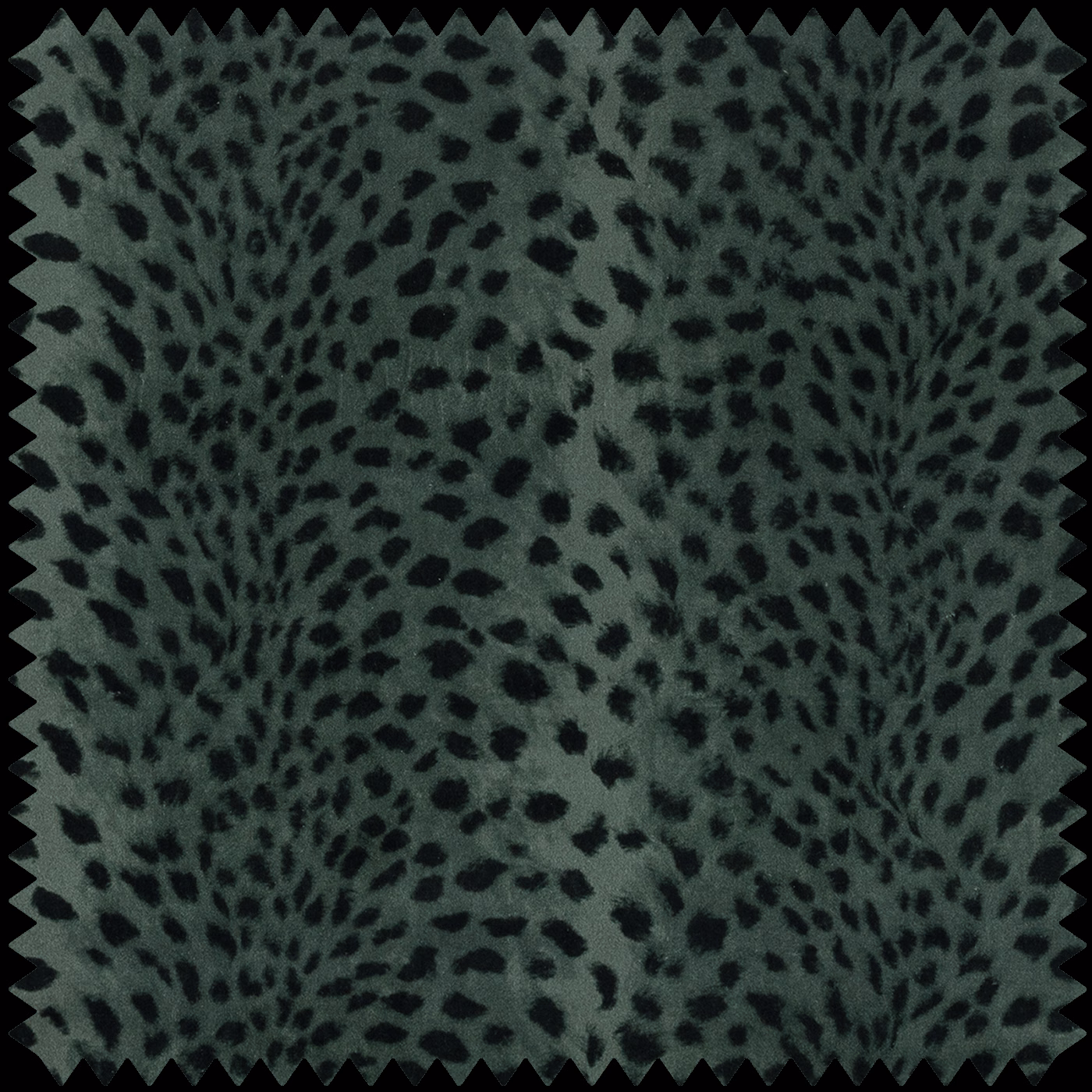 Deep blue-green velvet with black organic spots and softly brushed directional texture