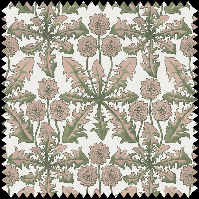 Cream Verde fabric with sage thistles, dusty blush flowers and radial botanical leaves
