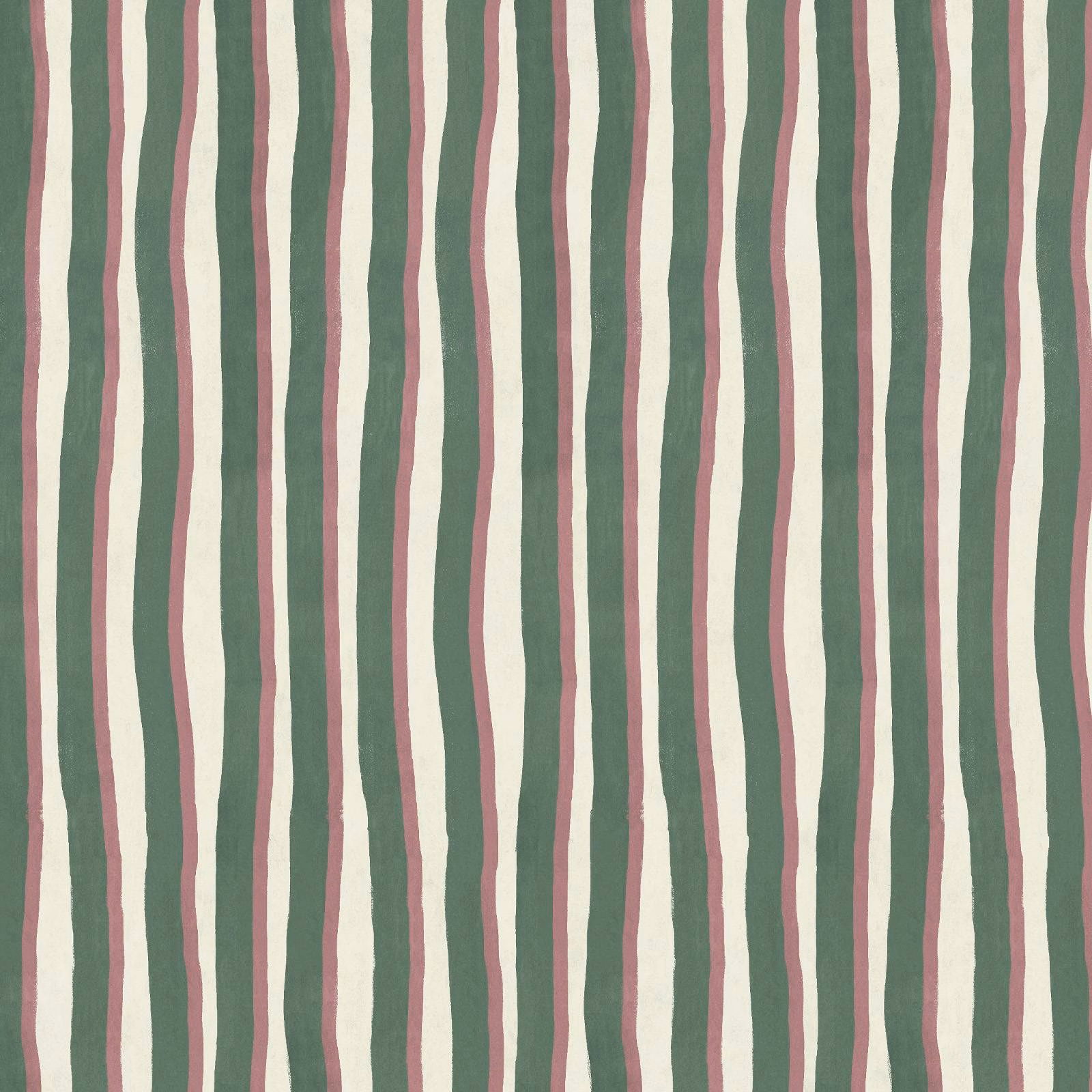 Irregular vertical sage, cream and dusty pink stripes with gently uneven edges