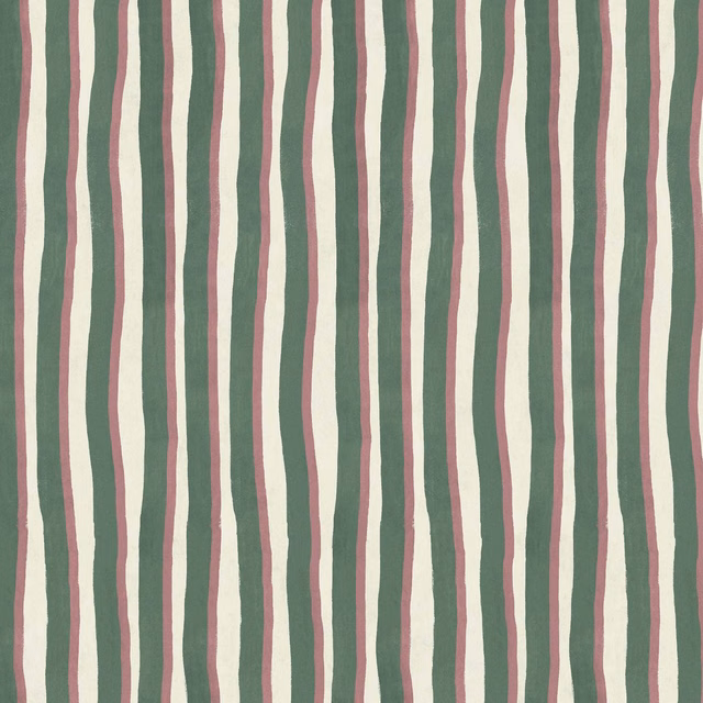 Irregular vertical sage, cream and dusty pink stripes with gently uneven edges