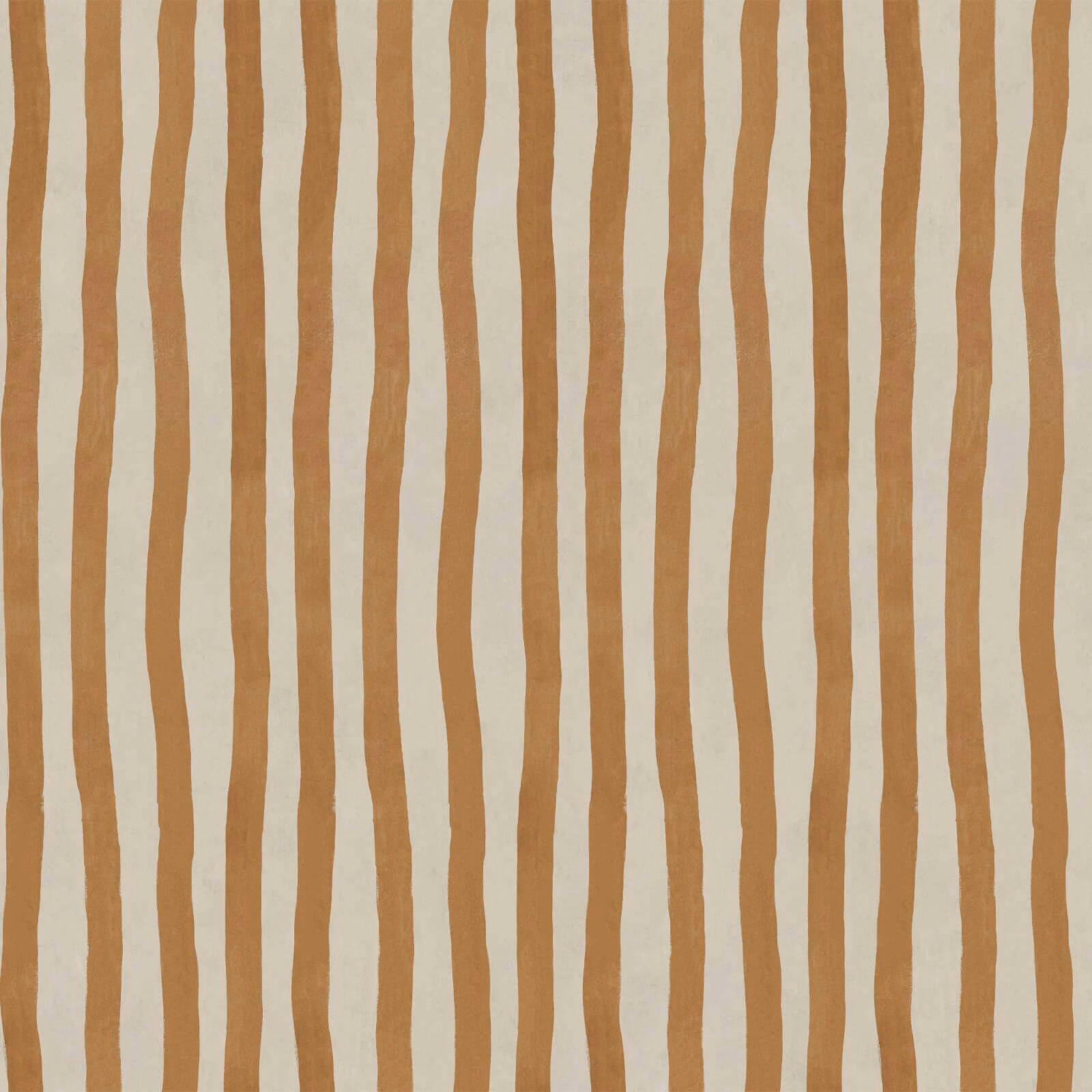 Warm amber and cream wallpaper with irregular vertical hand-drawn stripes
