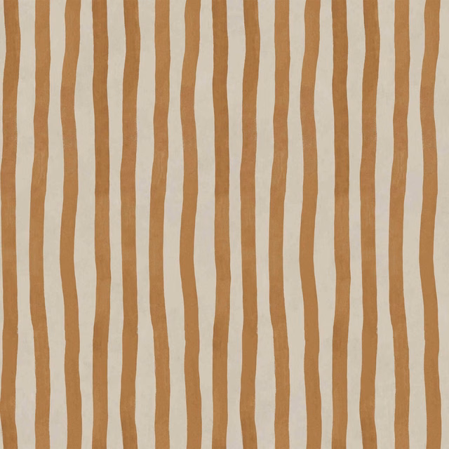 Warm amber and cream wallpaper with irregular vertical hand-drawn stripes