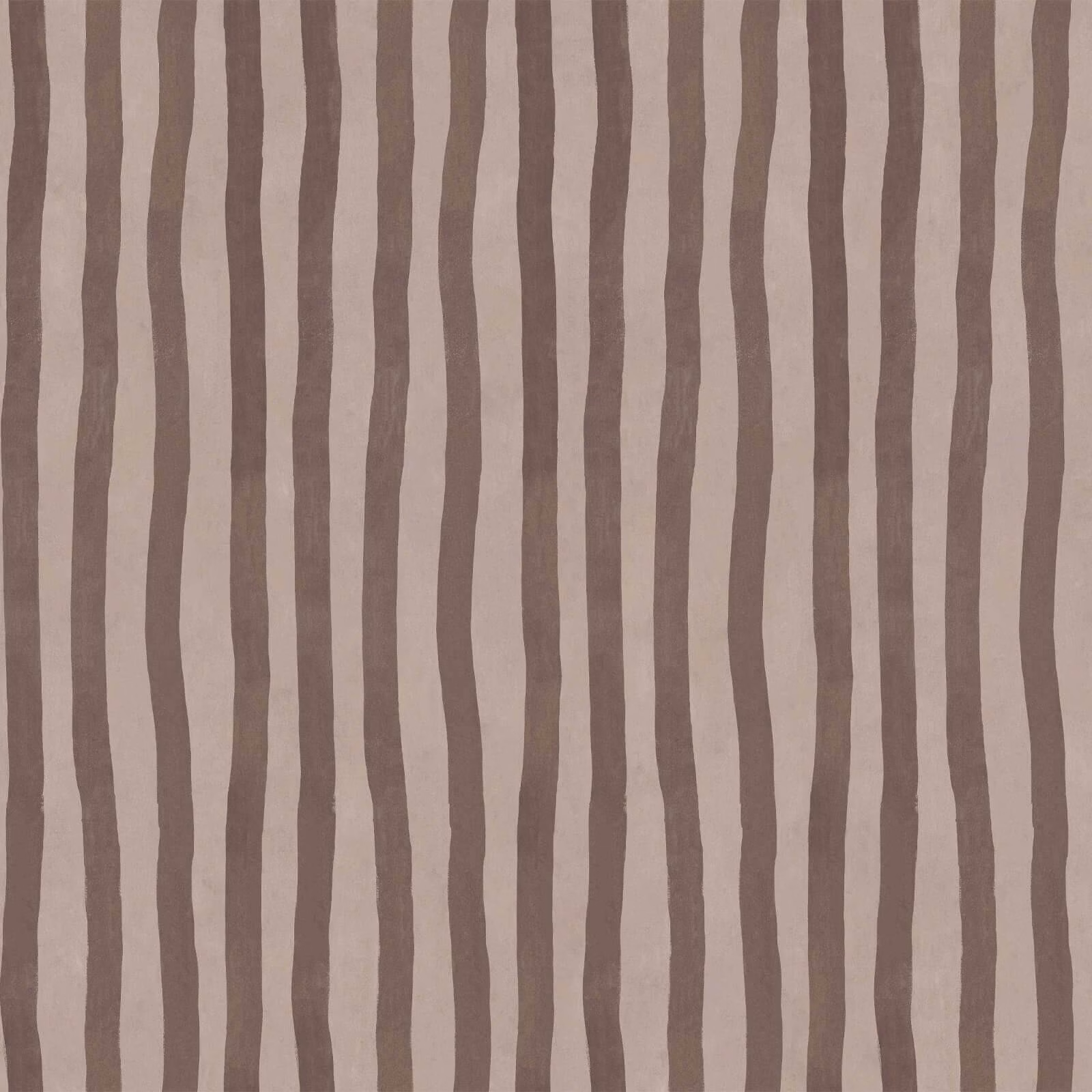 Muted carnelian and taupe wallpaper with irregular hand-drawn vertical stripes