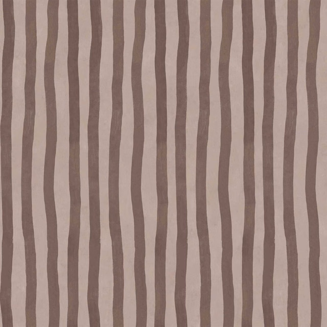 Muted carnelian and taupe wallpaper with irregular hand-drawn vertical stripes