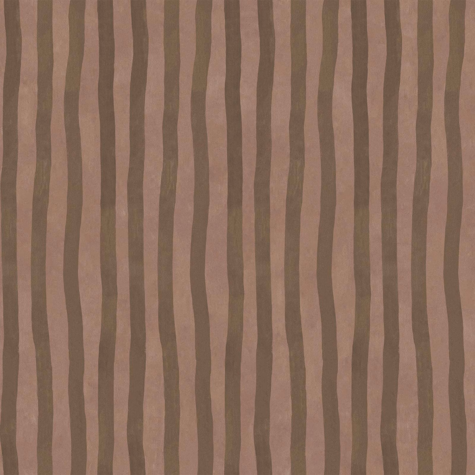 Dusty mauve wallpaper with uneven olive-bark vertical stripes and subtle tonal variation