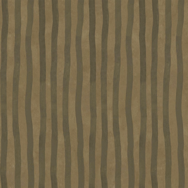 Moss and khaki olive wallpaper with irregular, softly mottled vertical stripes