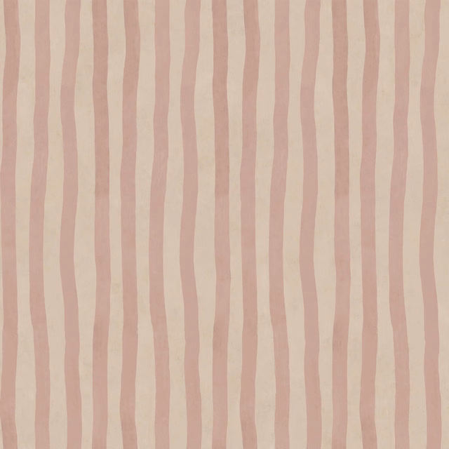 Irregular dusty-pink and ivory vertical stripes in Sakura & Astrantia wallpaper