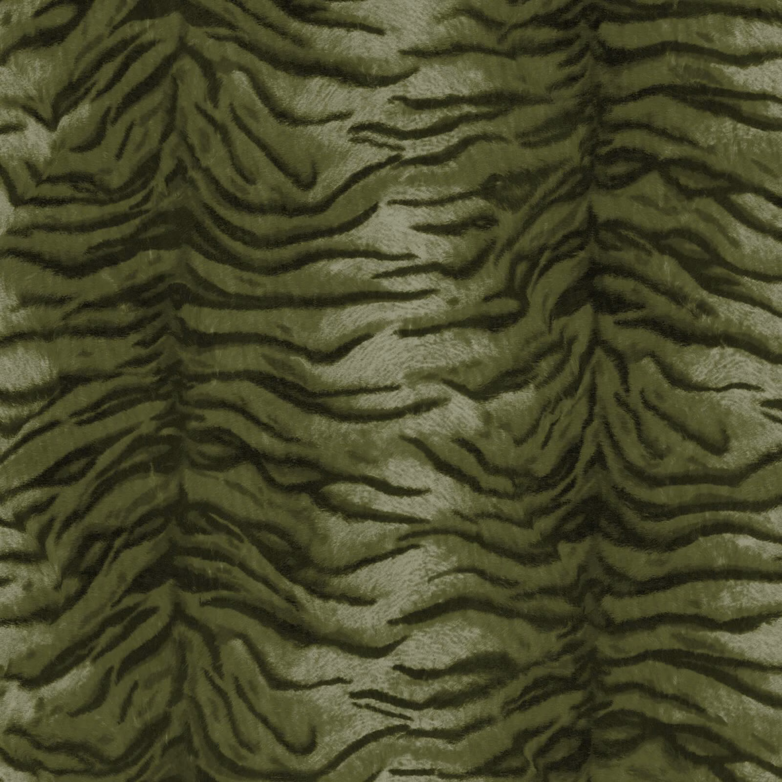 Deep olive wallpaper with dark, flowing tiger-stripe markings and a softly textured surface