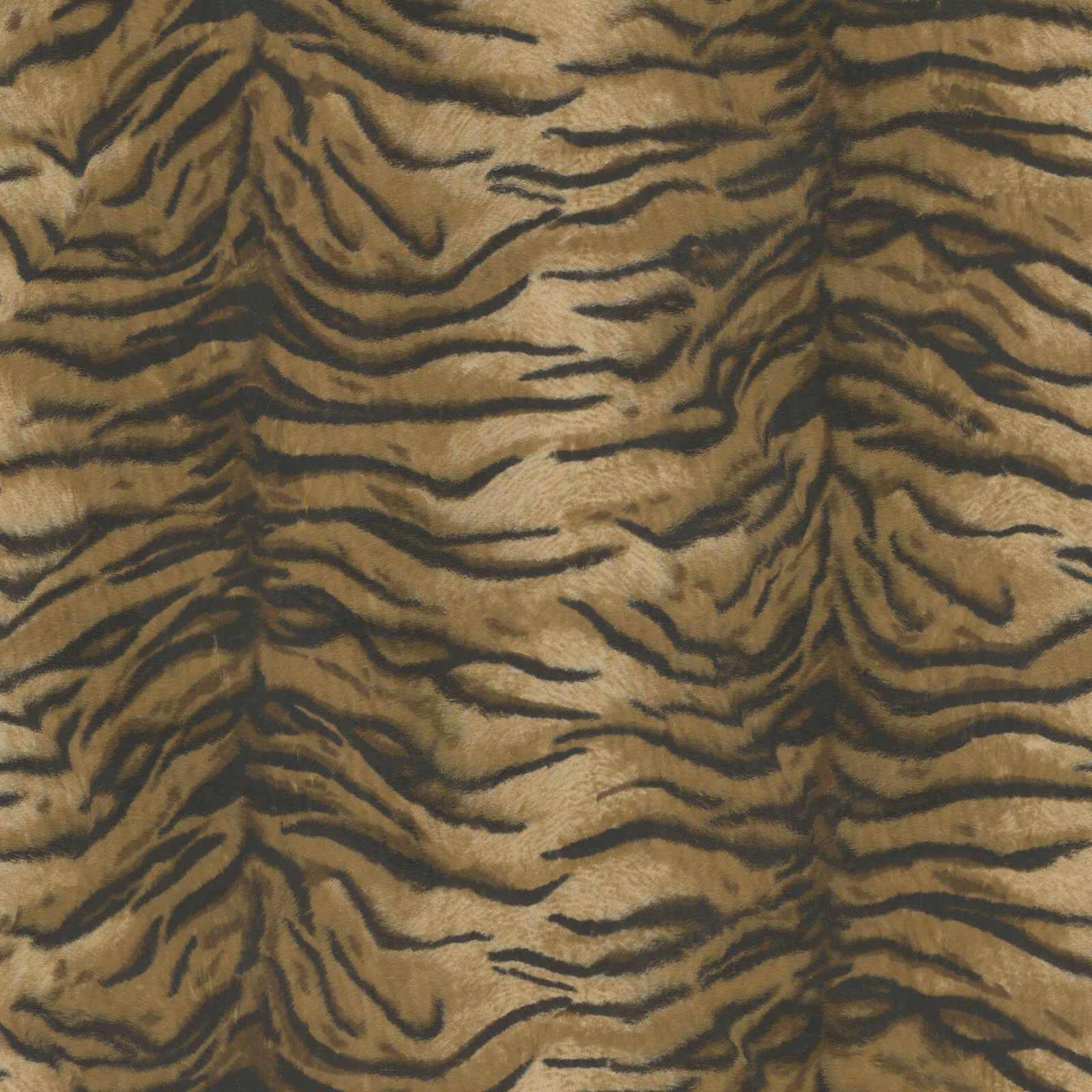 Warm umber wallpaper with black tiger stripes in a flowing organic pattern