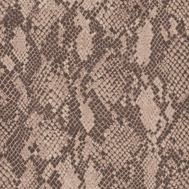 Warm taupe wallpaper with dark brown snakeskin scales and irregular beige patches