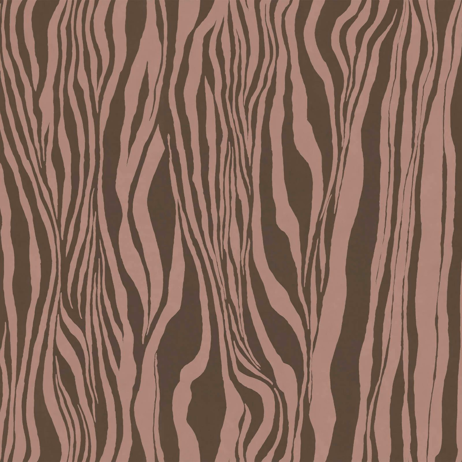Dusty mauve organic stripes flowing across a deep brown Cosmos wallpaper ground