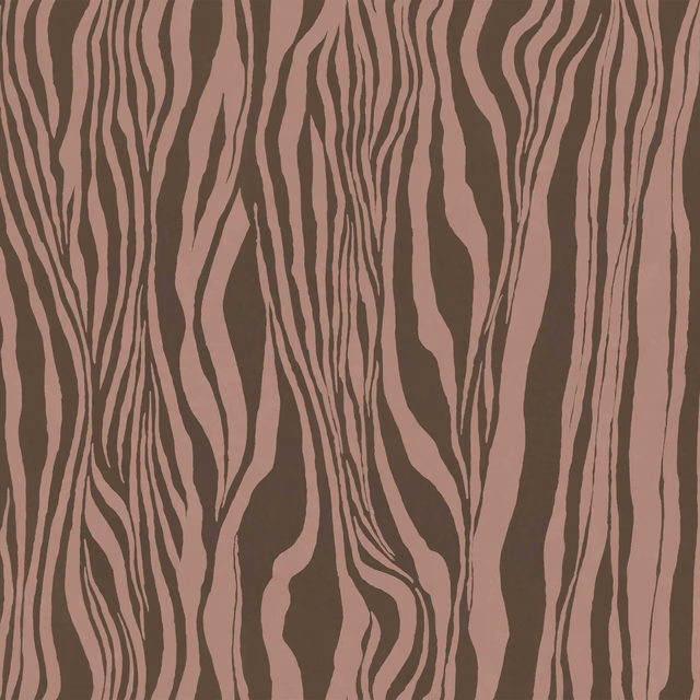 Dusty mauve organic stripes flowing across a deep brown Cosmos wallpaper ground