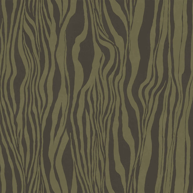 Muted olive wavy vertical stripes over a deep charcoal wallpaper ground