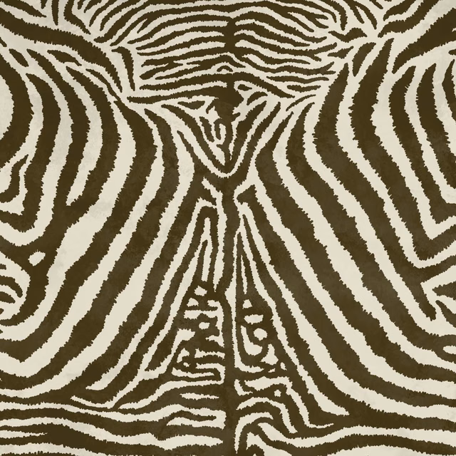 Close-up cocoa and ivory zebra-face stripes in an EQUUS wallpaper design