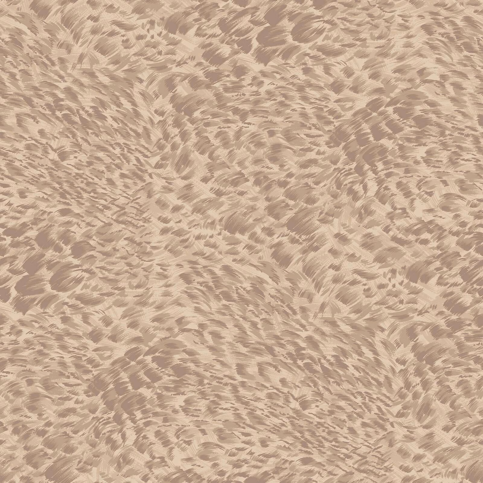 Warm blush-beige wallpaper with ivory and taupe feather-like brush marks