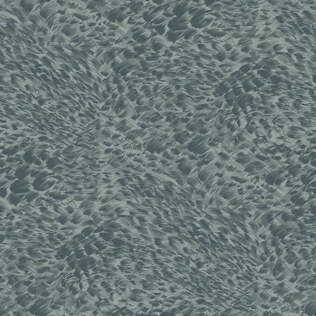Muted blue-grey teal wallpaper with dense feathery brush marks and layered movement