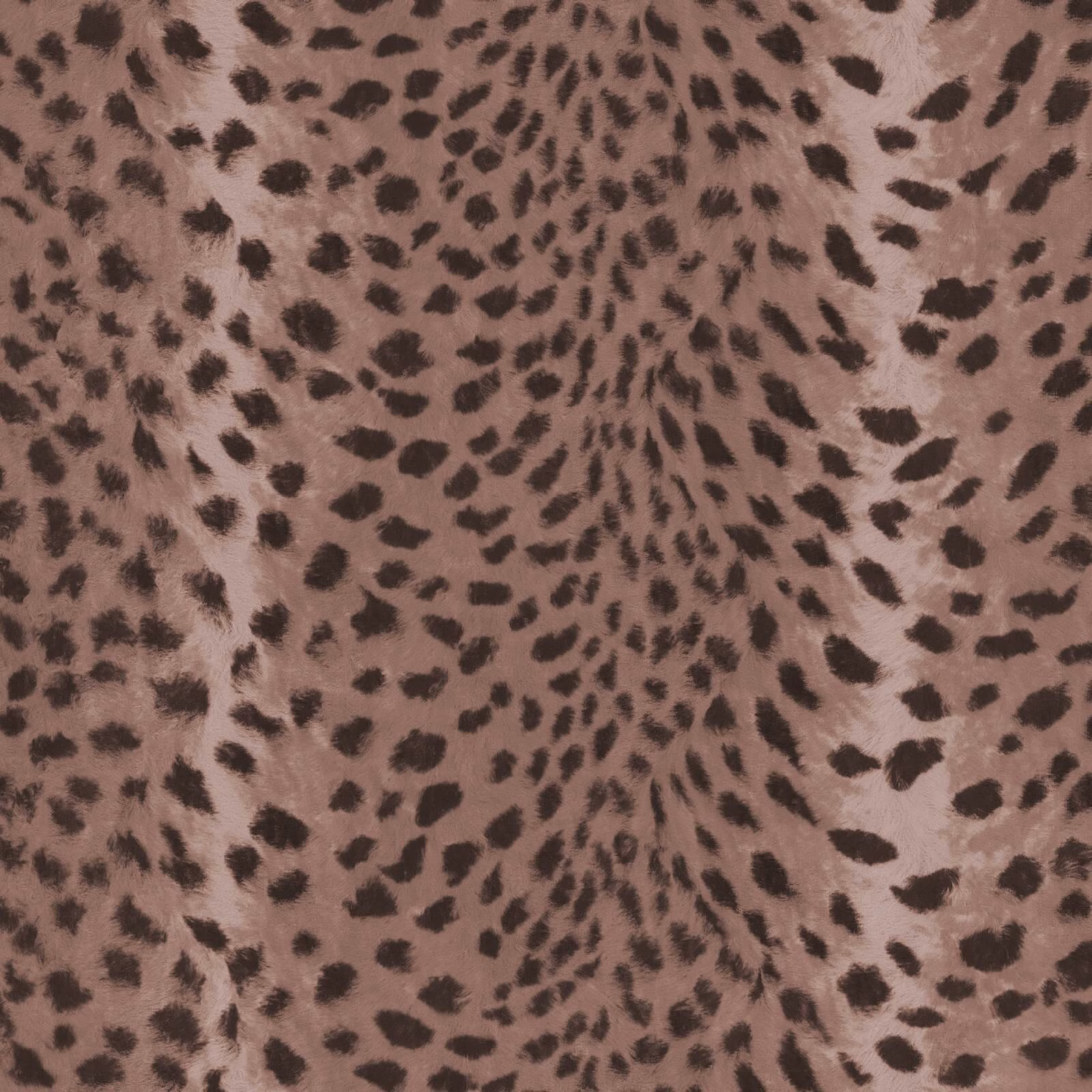 Dusty mauve-taupe wallpaper with dense dark brown leopard spots
