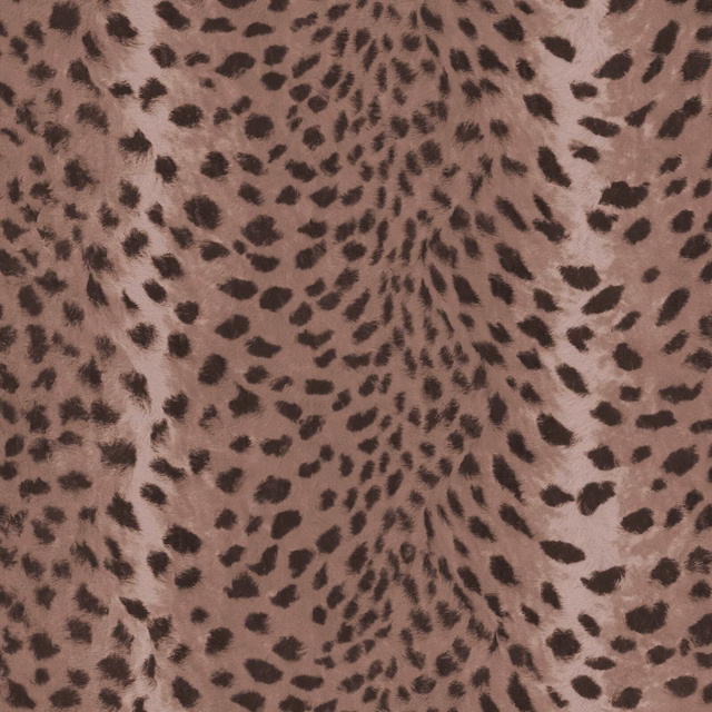Dusty mauve-taupe wallpaper with dense dark brown leopard spots