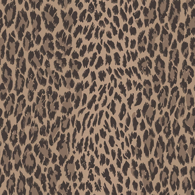 Warm taupe wallpaper with dense charcoal painterly leopard spots