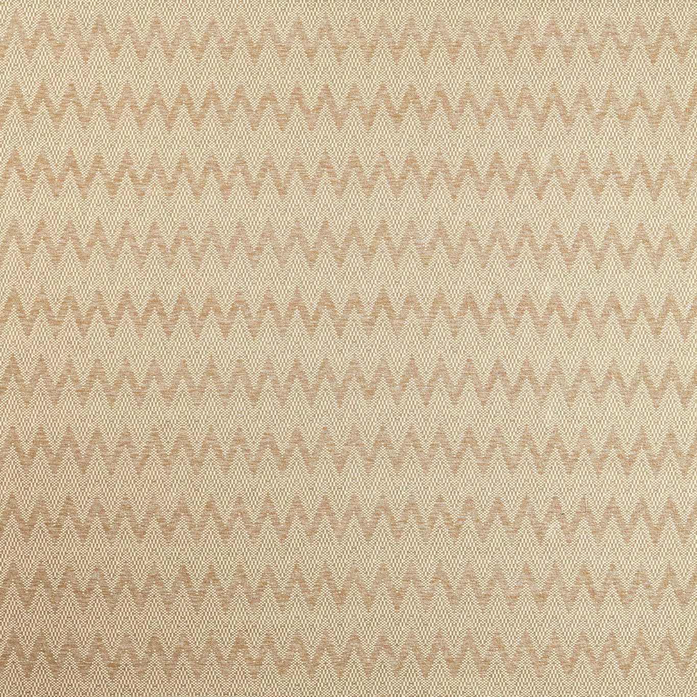Warm oat and truffle woven upholstery with a fine, densely textured zigzag pattern