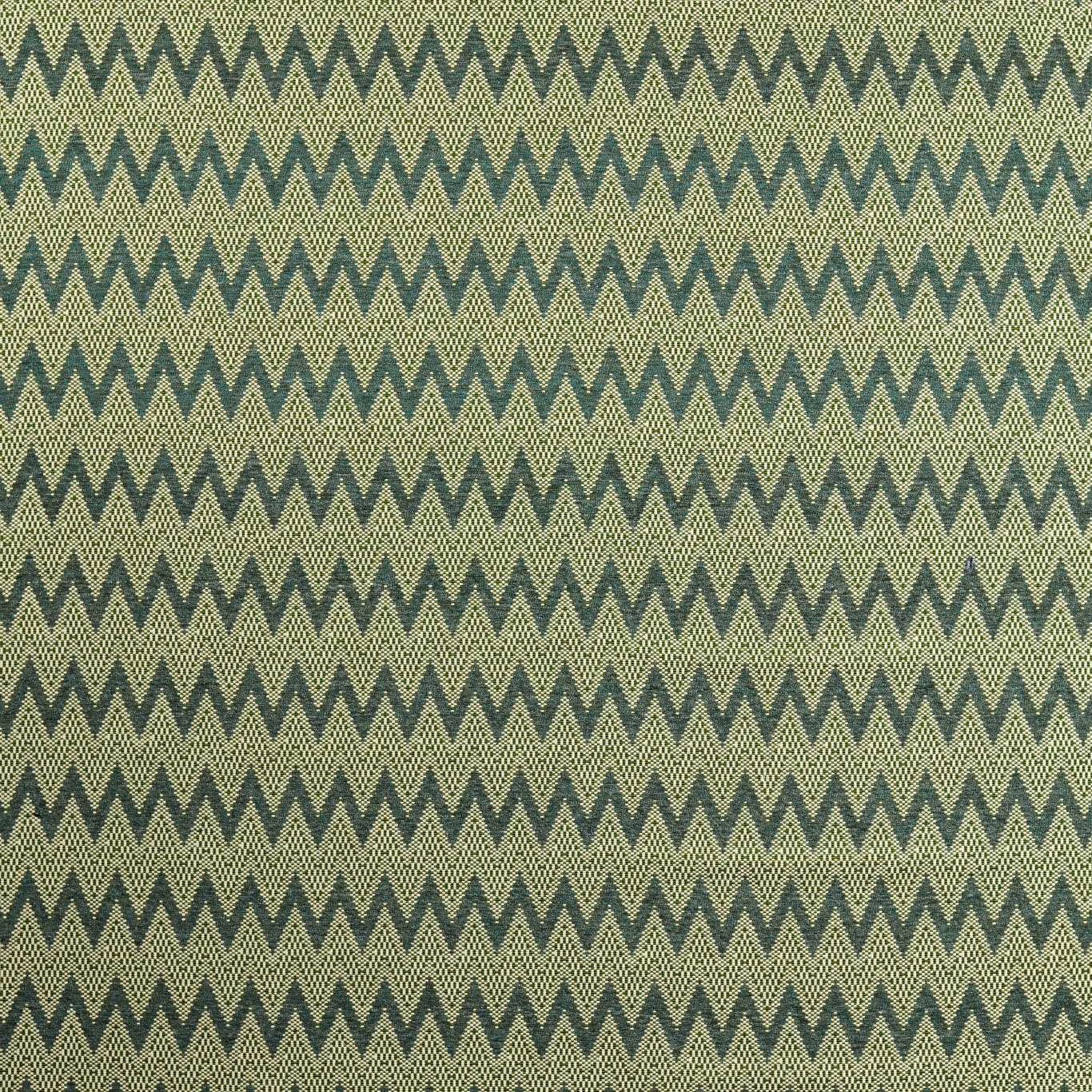 Close-up of pine and kelly-green zigzags in a dense textured weave