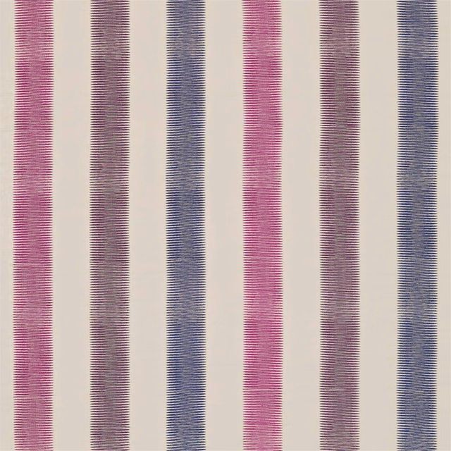 Indigo, flamingo pink and loganberry vertical stripes with fine horizontal woven texture